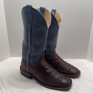 Anderson Bean Men's Cowboy Boots Size 10.5 Square Toe Mike Tyson Bison Blue Lava